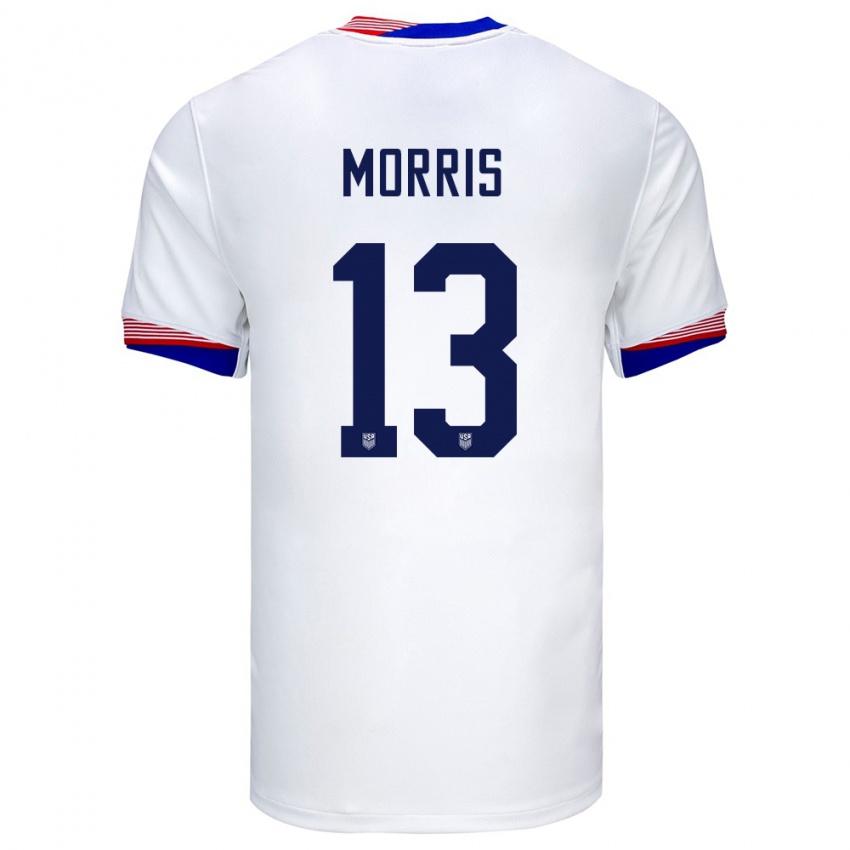 Herren Vereinigte Staaten Jordan Morris #13 Weiß Heimtrikot Trikot 24-26 T-Shirt