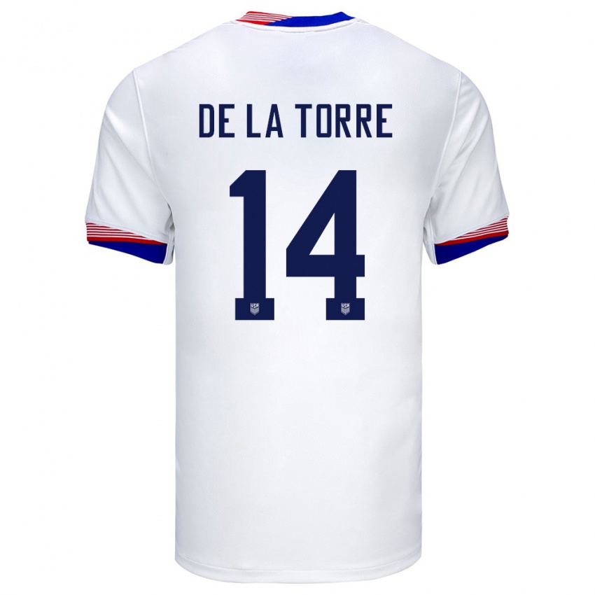 Herren Vereinigte Staaten Luca De La Torre #14 Weiß Heimtrikot Trikot 24-26 T-Shirt