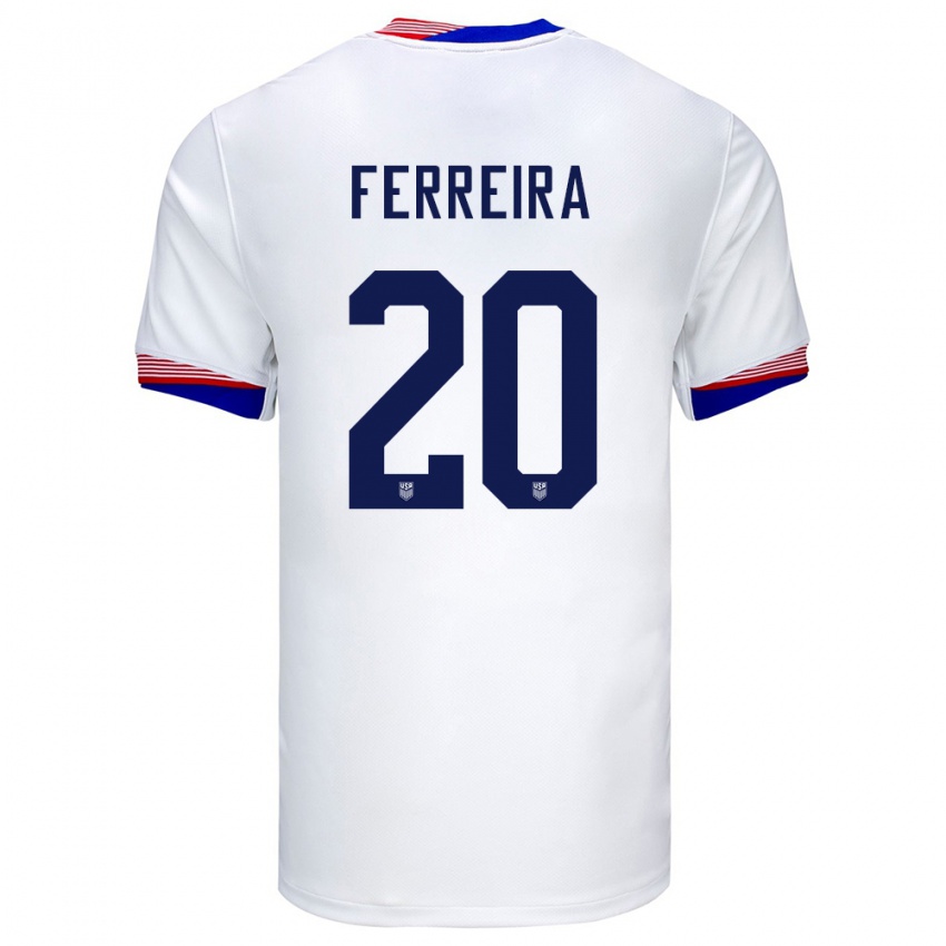 Herren Vereinigte Staaten Jesus Ferreira #20 Weiß Heimtrikot Trikot 24-26 T-Shirt