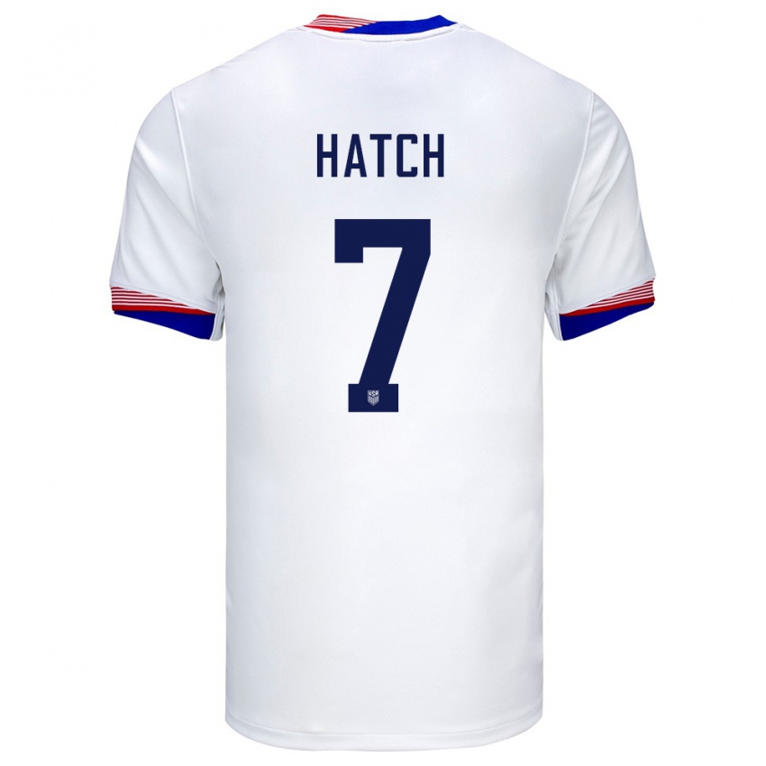 Herren Vereinigte Staaten Ashley Hatch #7 Weiß Heimtrikot Trikot 24-26 T-Shirt