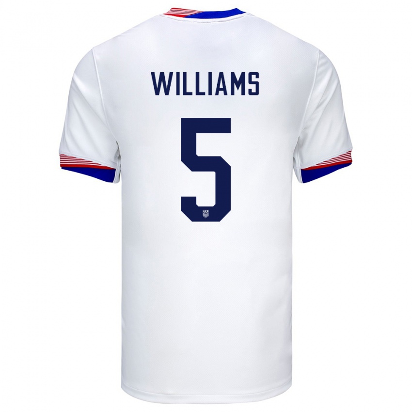 Herren Vereinigte Staaten Thomas Williams #5 Weiß Heimtrikot Trikot 24-26 T-Shirt