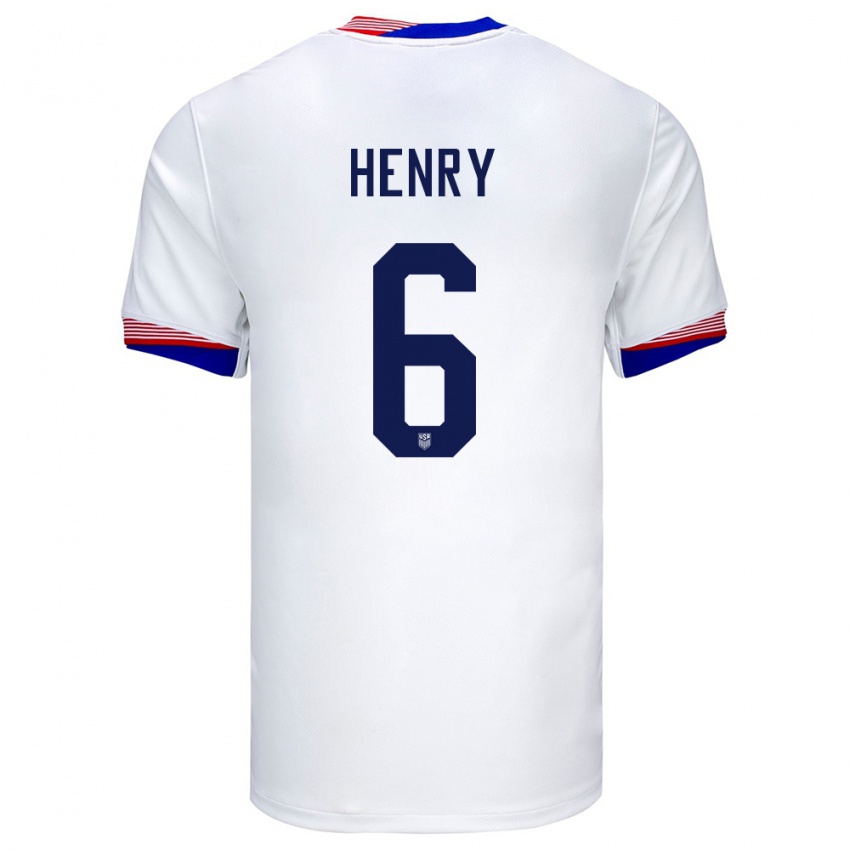 Herren Vereinigte Staaten Kobi Henry #6 Weiß Heimtrikot Trikot 24-26 T-Shirt