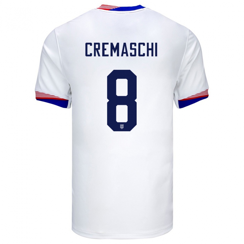 Herren Vereinigte Staaten Benjamin Cremaschi #8 Weiß Heimtrikot Trikot 24-26 T-Shirt
