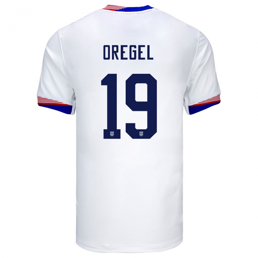 Herren Vereinigte Staaten Sergio Oregel #19 Weiß Heimtrikot Trikot 24-26 T-Shirt