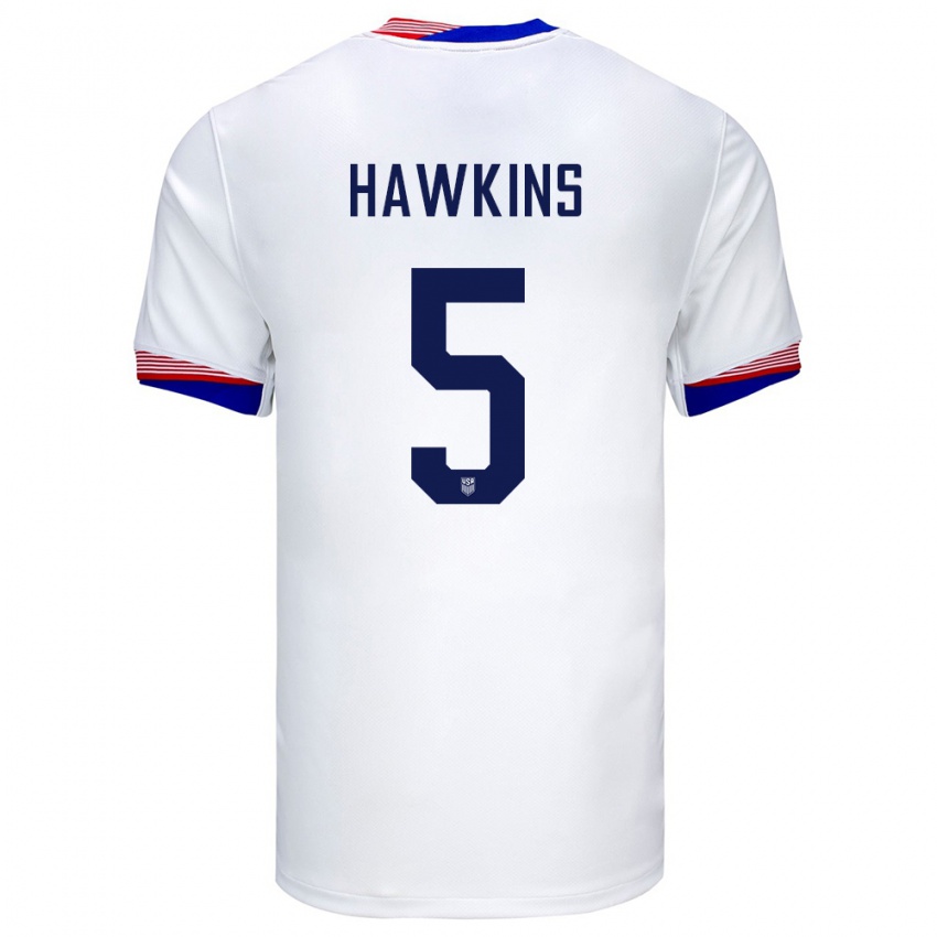 Herren Vereinigte Staaten Stuart Hawkins #5 Weiß Heimtrikot Trikot 24-26 T-Shirt
