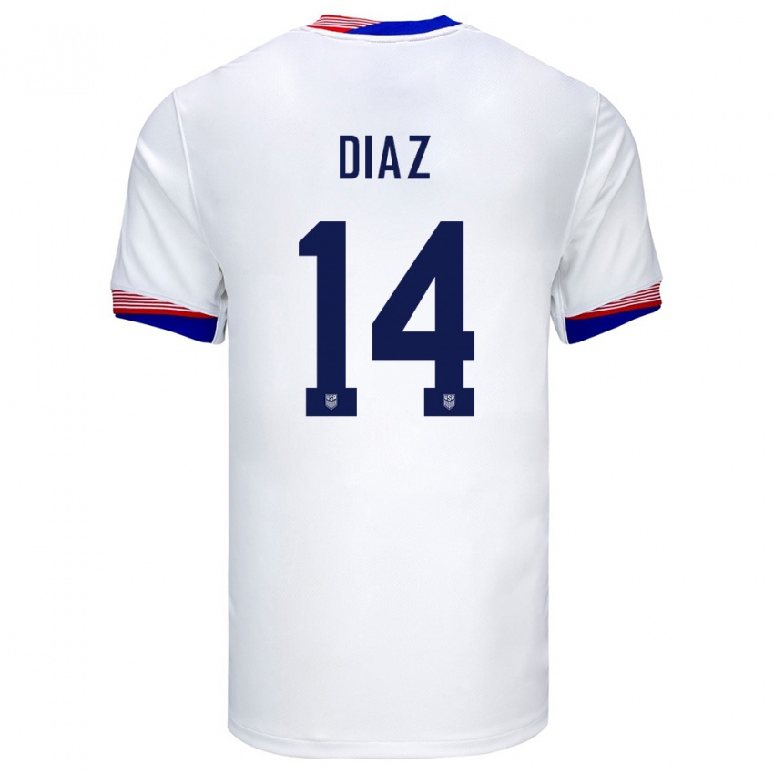 Herren Vereinigte Staaten Christian Diaz #14 Weiß Heimtrikot Trikot 24-26 T-Shirt