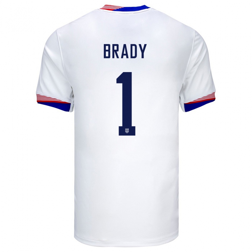 Herren Vereinigte Staaten Chris Brady #1 Weiß Heimtrikot Trikot 24-26 T-Shirt