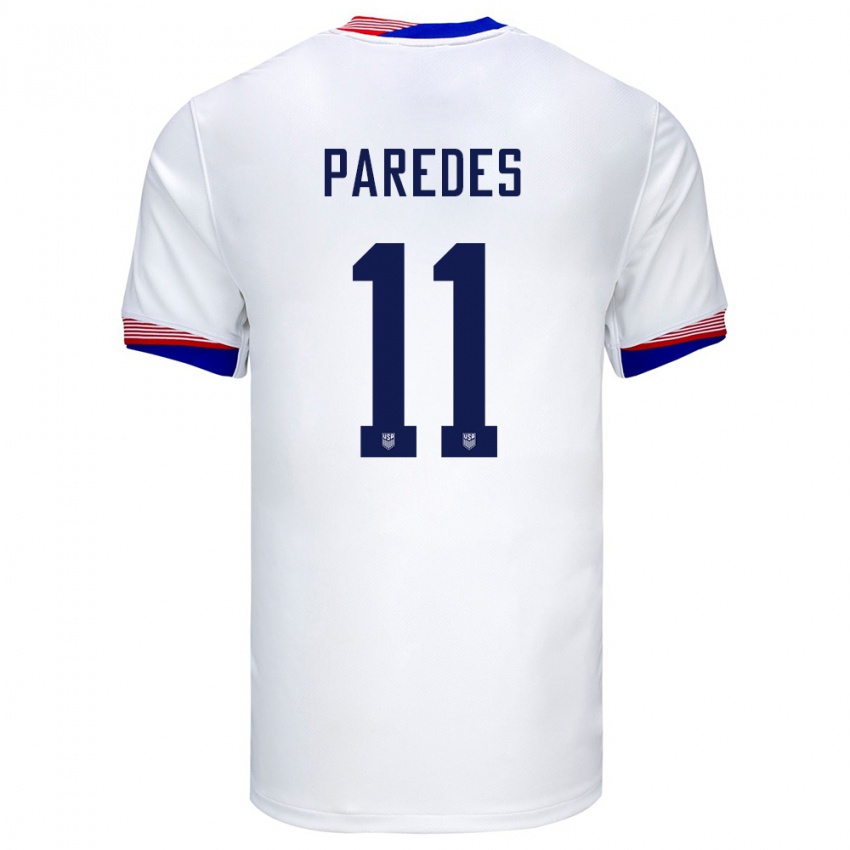 Herren Vereinigte Staaten Kevin Paredes #11 Weiß Heimtrikot Trikot 24-26 T-Shirt