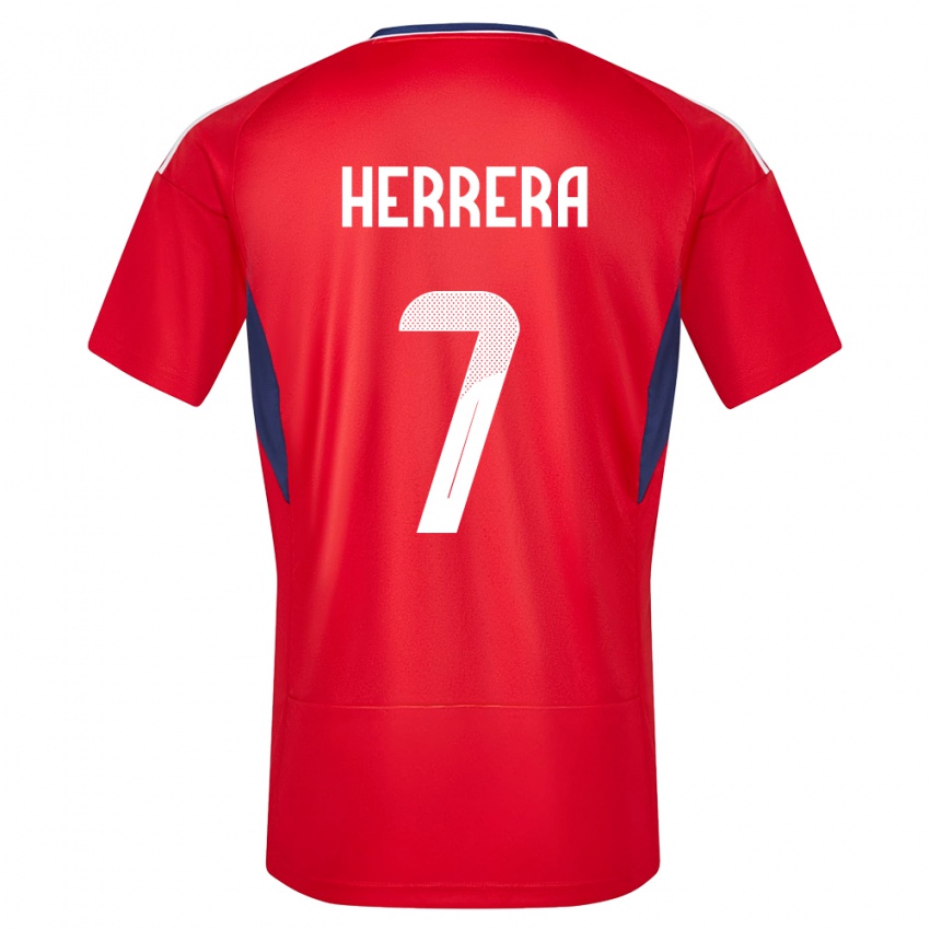 Herren Costa Rica Melissa Herrera #7 Rot Heimtrikot Trikot 24-26 T-Shirt