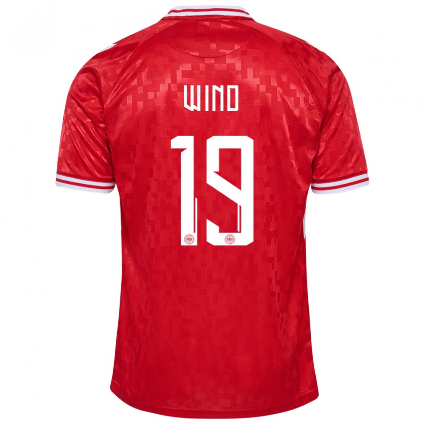 Herren Dänemark Jonas Wind #19 Rot Heimtrikot Trikot 24-26 T-Shirt
