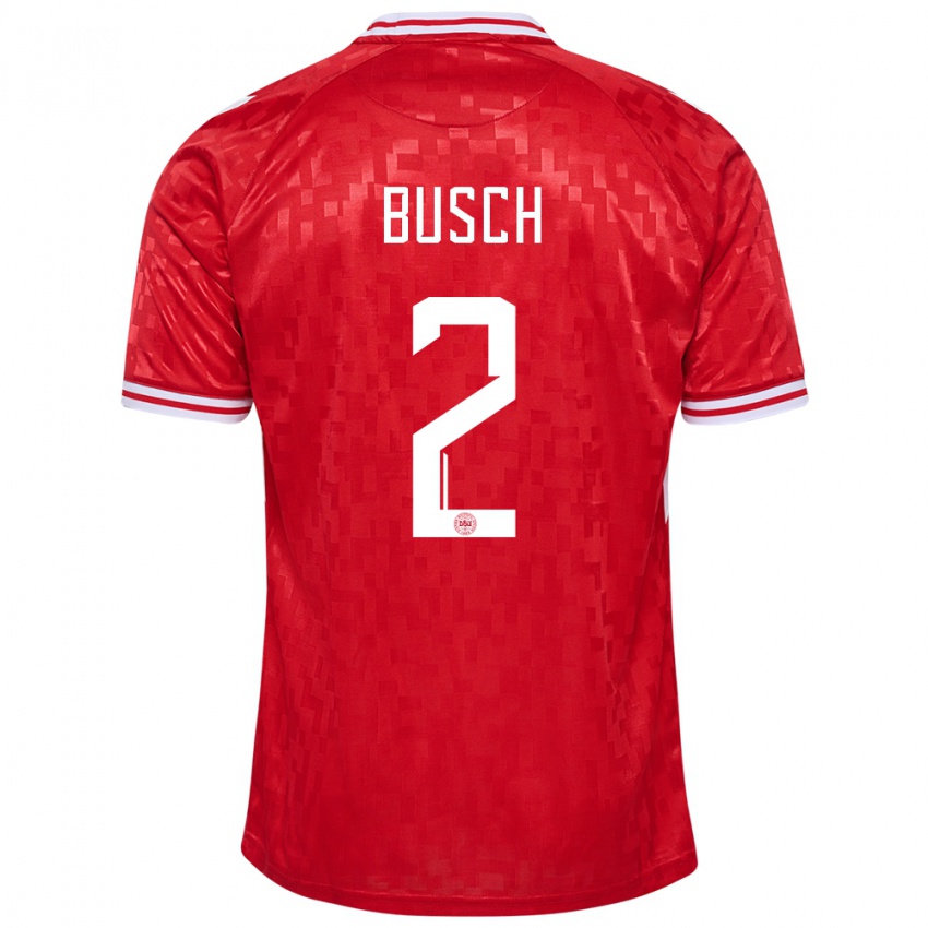 Herren Dänemark Alexander Busch #2 Rot Heimtrikot Trikot 24-26 T-Shirt