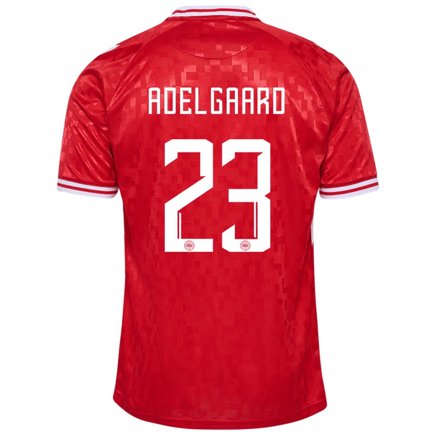 Herren Dänemark Aske Adelgaard #23 Rot Heimtrikot Trikot 24-26 T-Shirt