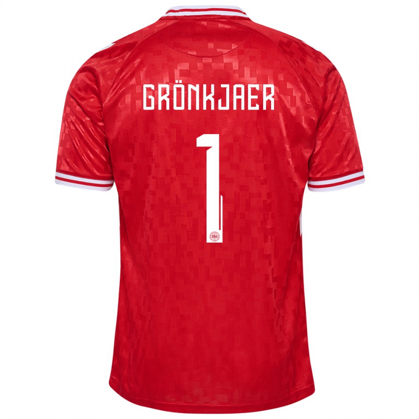 Herren Dänemark Bertil Grönkjaer #1 Rot Heimtrikot Trikot 24-26 T-Shirt