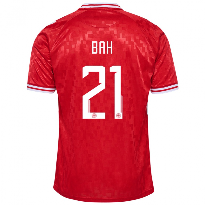 Herren Dänemark Alexander Bah #21 Rot Heimtrikot Trikot 24-26 T-Shirt