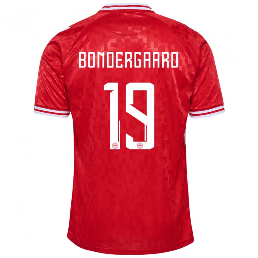 Herren Dänemark Asbjorn Bondergaard #19 Rot Heimtrikot Trikot 24-26 T-Shirt