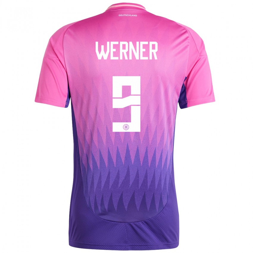 Herren Deutschland Timo Werner #9 Pink Lila Auswärtstrikot Trikot 24-26 T-Shirt