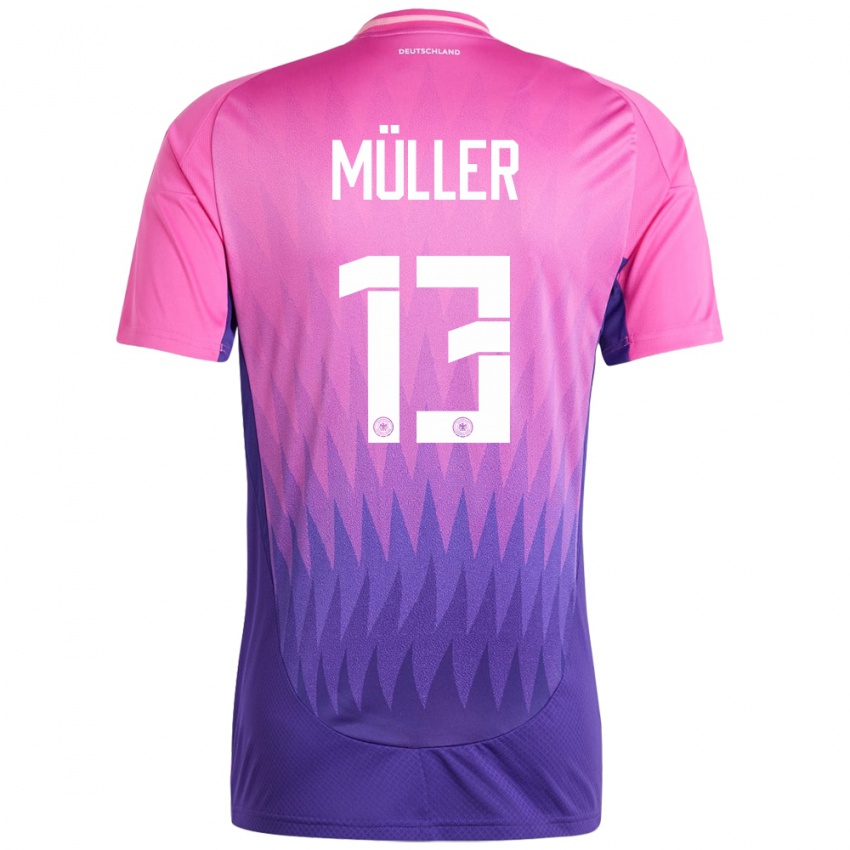 Herren Deutschland Thomas Muller #13 Pink Lila Auswärtstrikot Trikot 24-26 T-Shirt