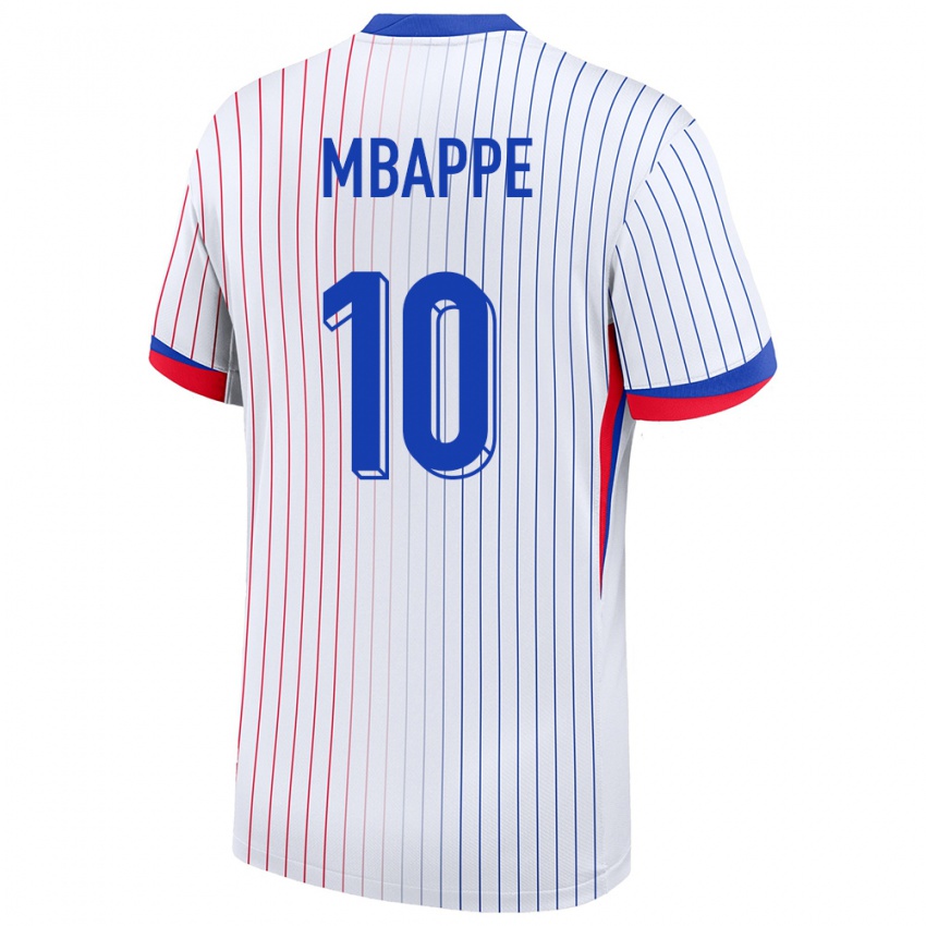 Herren Frankreich Kylian Mbappe #10 Weiß Auswärtstrikot Trikot 24-26 T-Shirt