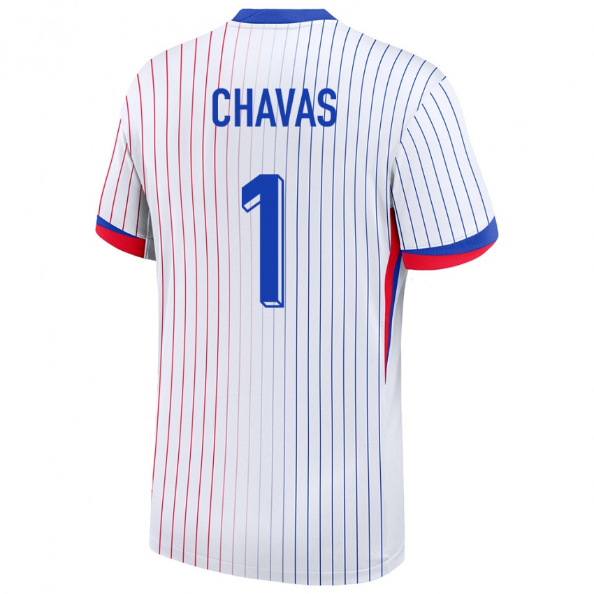 Herren Frankreich Mylene Chavas #1 Weiß Auswärtstrikot Trikot 24-26 T-Shirt