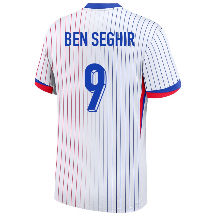 Herren Frankreich Salim Ben Seghir #9 Weiß Auswärtstrikot Trikot 24-26 T-Shirt