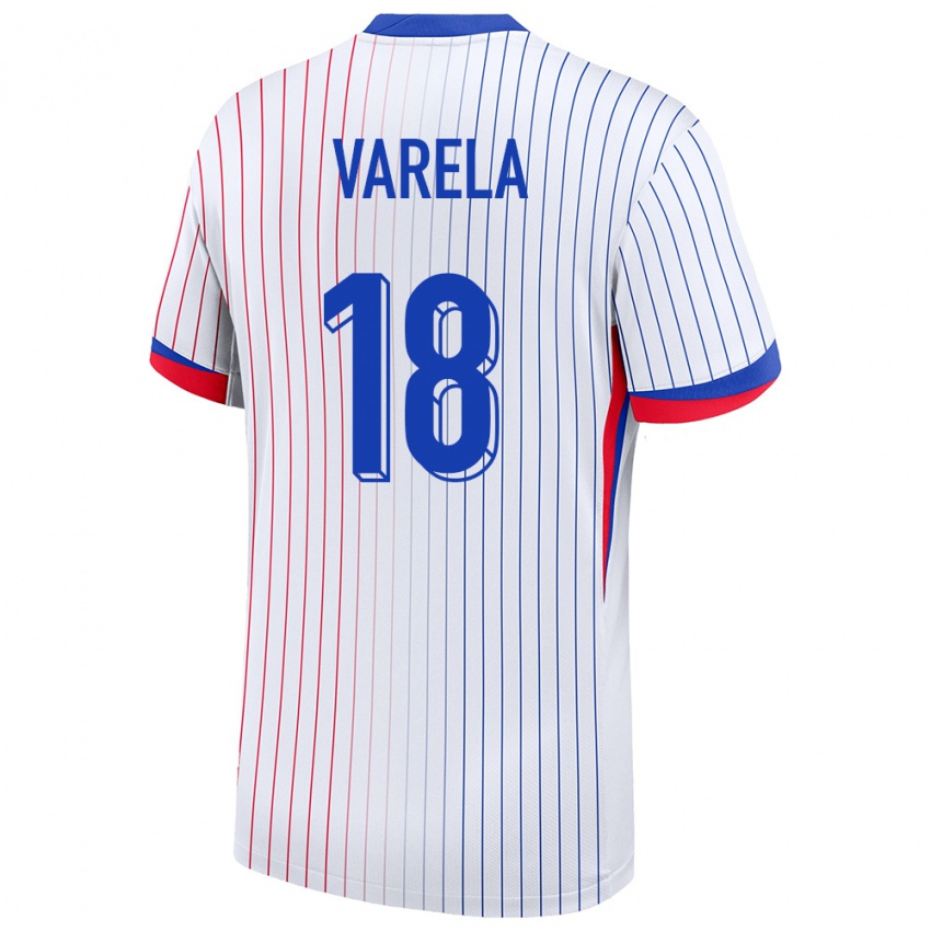 Herren Frankreich Jordan Varela #18 Weiß Auswärtstrikot Trikot 24-26 T-Shirt