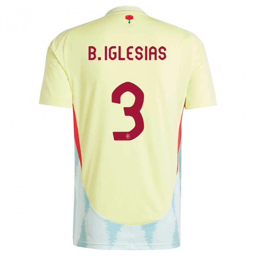Herren Spanien Borja Iglesias #3 Gelb Auswärtstrikot Trikot 24-26 T-Shirt
