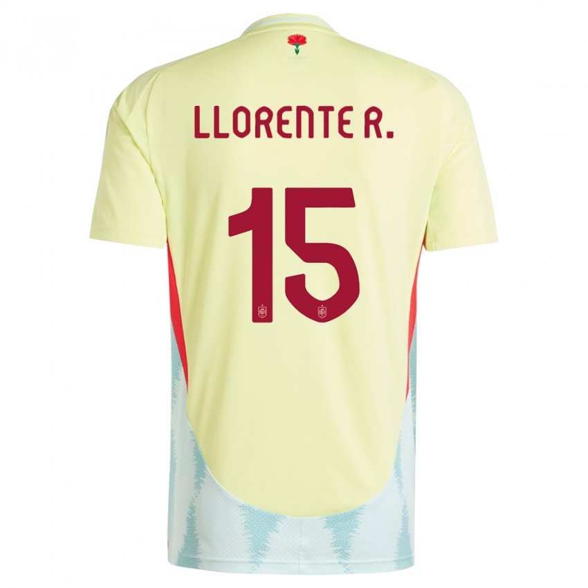 Herren Spanien Diego Llorente #15 Gelb Auswärtstrikot Trikot 24-26 T-Shirt