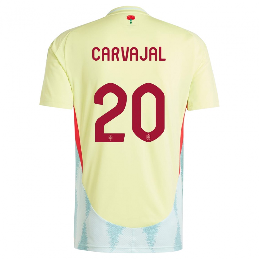 Herren Spanien Daniel Carvajal #20 Gelb Auswärtstrikot Trikot 24-26 T-Shirt