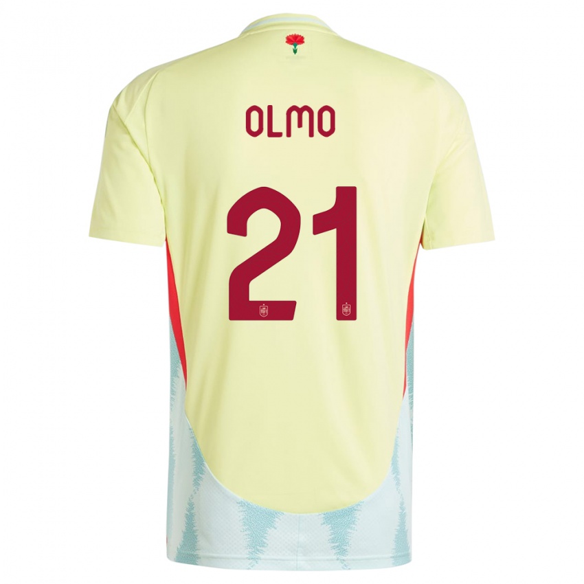 Herren Spanien Dani Olmo #21 Gelb Auswärtstrikot Trikot 24-26 T-Shirt