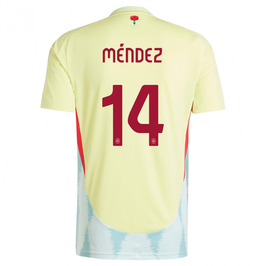Herren Spanien Maria Mendez #14 Gelb Auswärtstrikot Trikot 24-26 T-Shirt