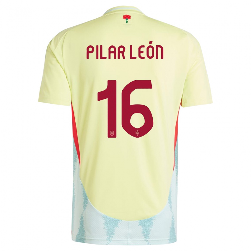 Herren Spanien Maria Pilar Leon #16 Gelb Auswärtstrikot Trikot 24-26 T-Shirt