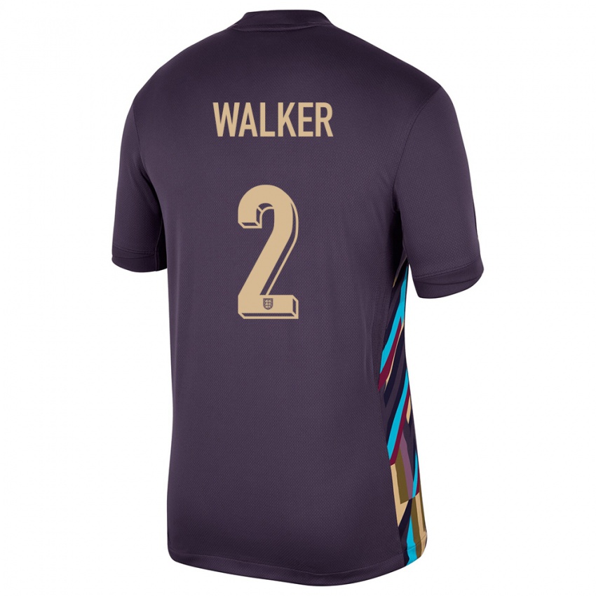 Herren England Kyle Walker #2 Dunkle Rosine Auswärtstrikot Trikot 24-26 T-Shirt