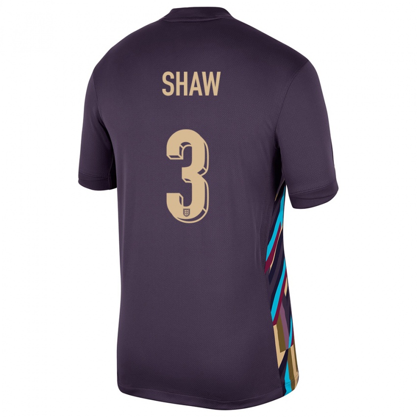 Herren England Luke Shaw #3 Dunkle Rosine Auswärtstrikot Trikot 24-26 T-Shirt