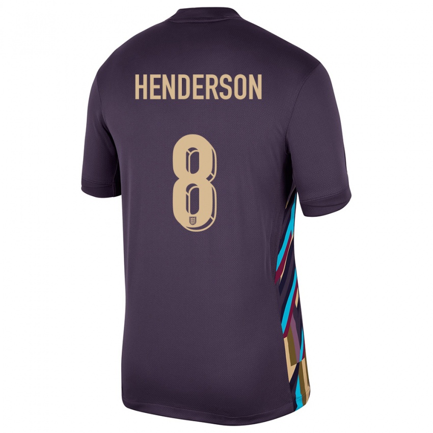 Herren England Jordan Henderson #8 Dunkle Rosine Auswärtstrikot Trikot 24-26 T-Shirt