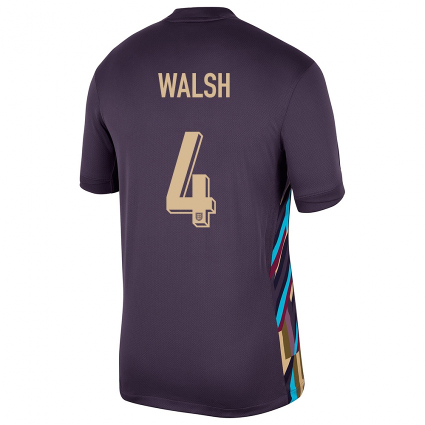 Herren England Keira Walsh #4 Dunkle Rosine Auswärtstrikot Trikot 24-26 T-Shirt