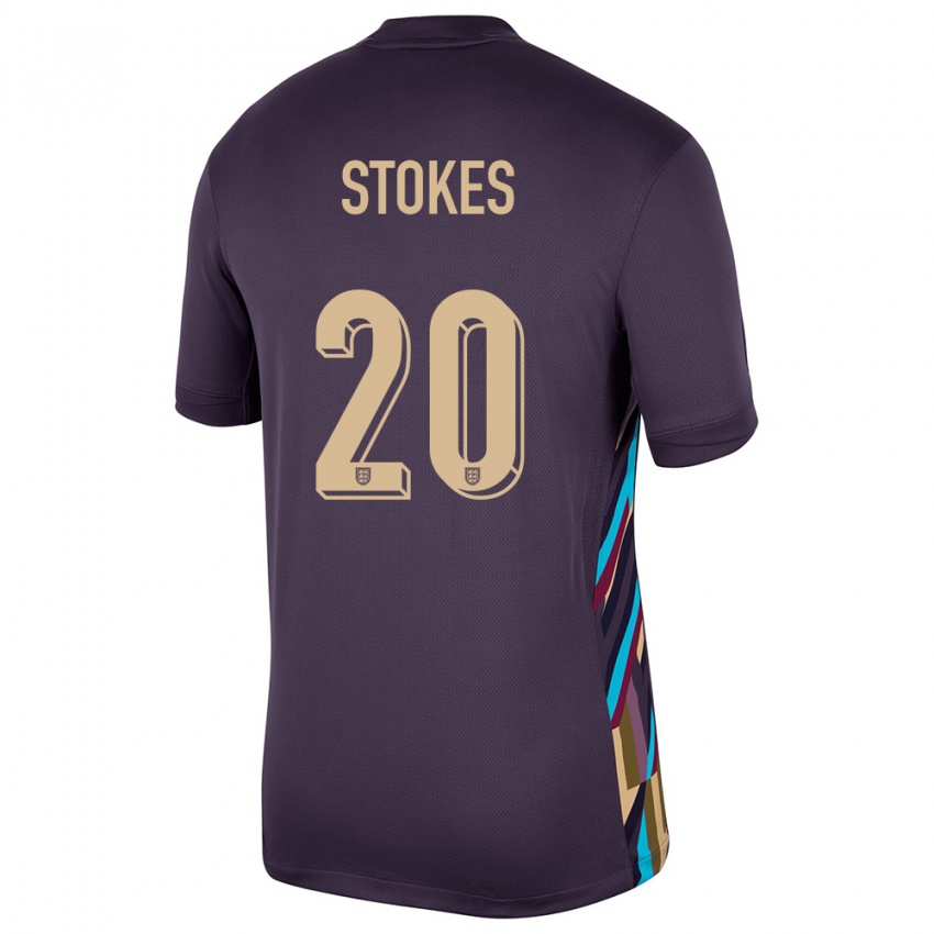 Herren England Demi Stokes #20 Dunkle Rosine Auswärtstrikot Trikot 24-26 T-Shirt