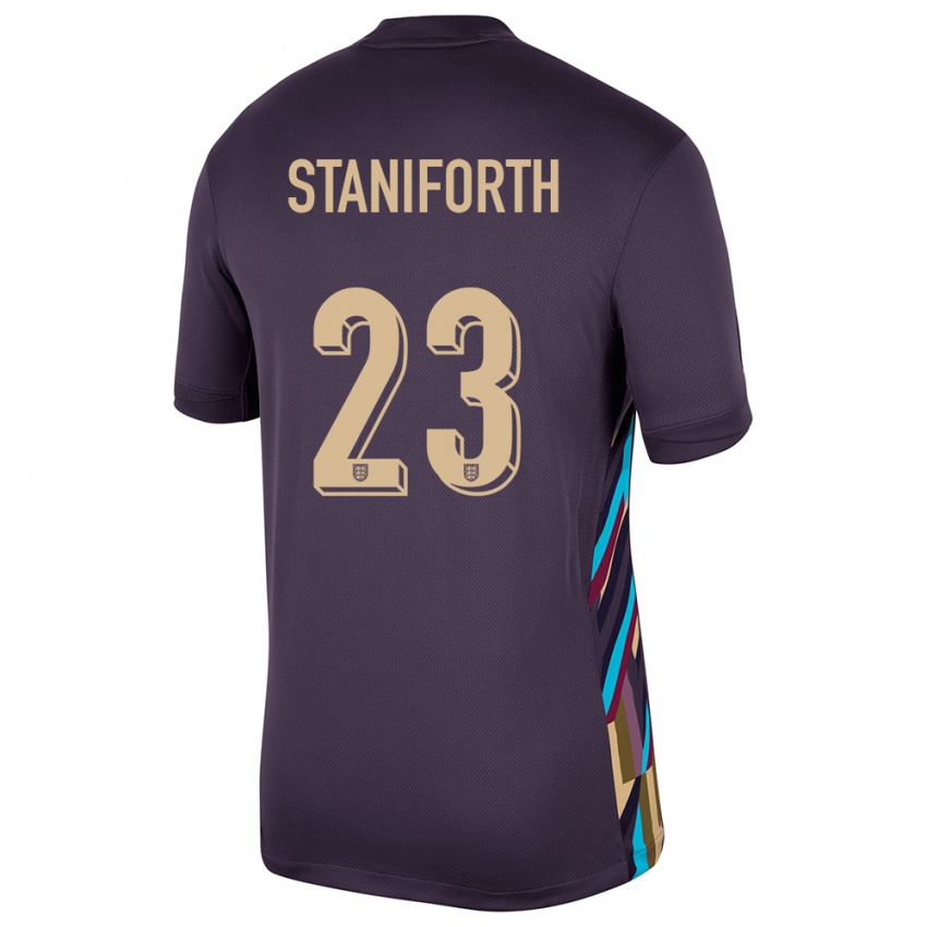 Herren England Lucy Staniforth #23 Dunkle Rosine Auswärtstrikot Trikot 24-26 T-Shirt