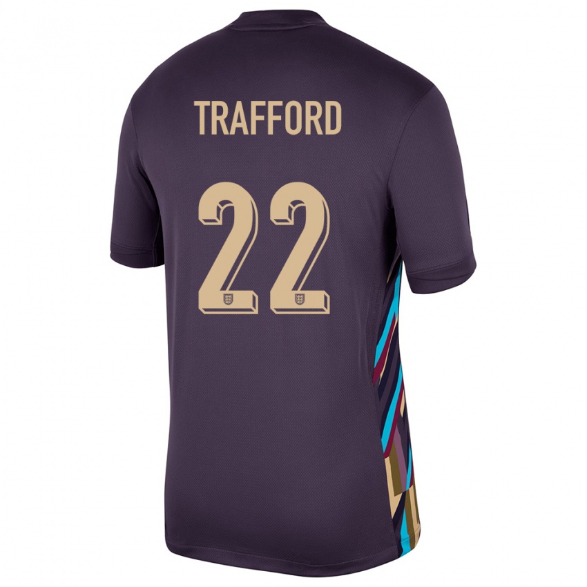 Herren England James Trafford #22 Dunkle Rosine Auswärtstrikot Trikot 24-26 T-Shirt