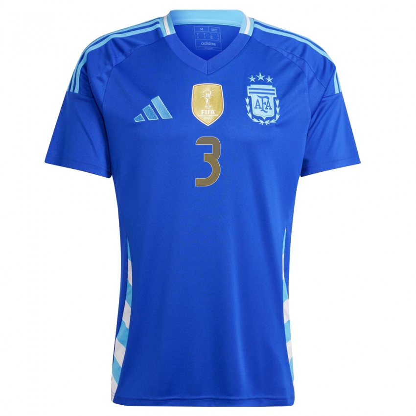 Herren Argentinien Claudio Bravo #3 Blau Auswärtstrikot Trikot 24-26 T-Shirt