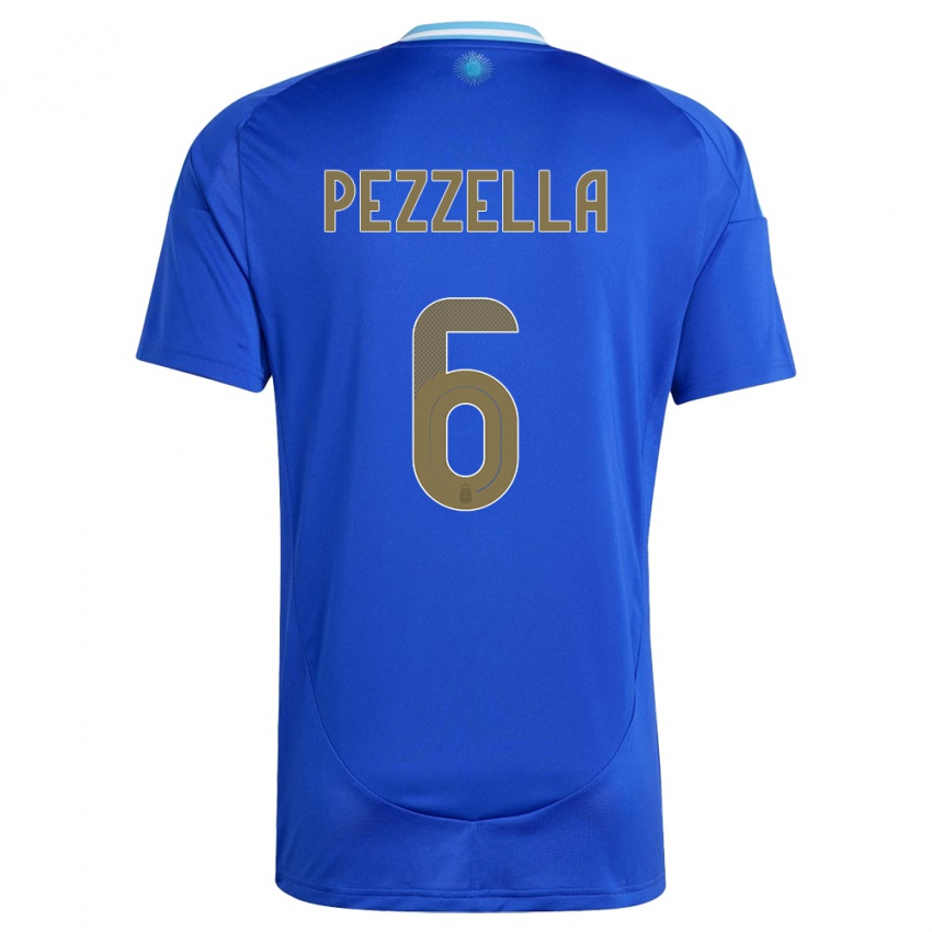 Herren Argentinien German Pezzella #6 Blau Auswärtstrikot Trikot 24-26 T-Shirt