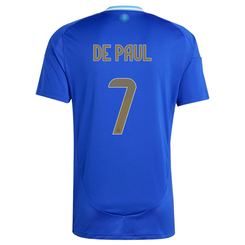 Herren Argentinien Rodrigo De Paul #7 Blau Auswärtstrikot Trikot 24-26 T-Shirt
