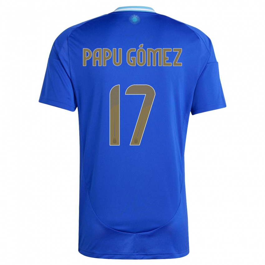 Herren Argentinien Papu Gomez #17 Blau Auswärtstrikot Trikot 24-26 T-Shirt