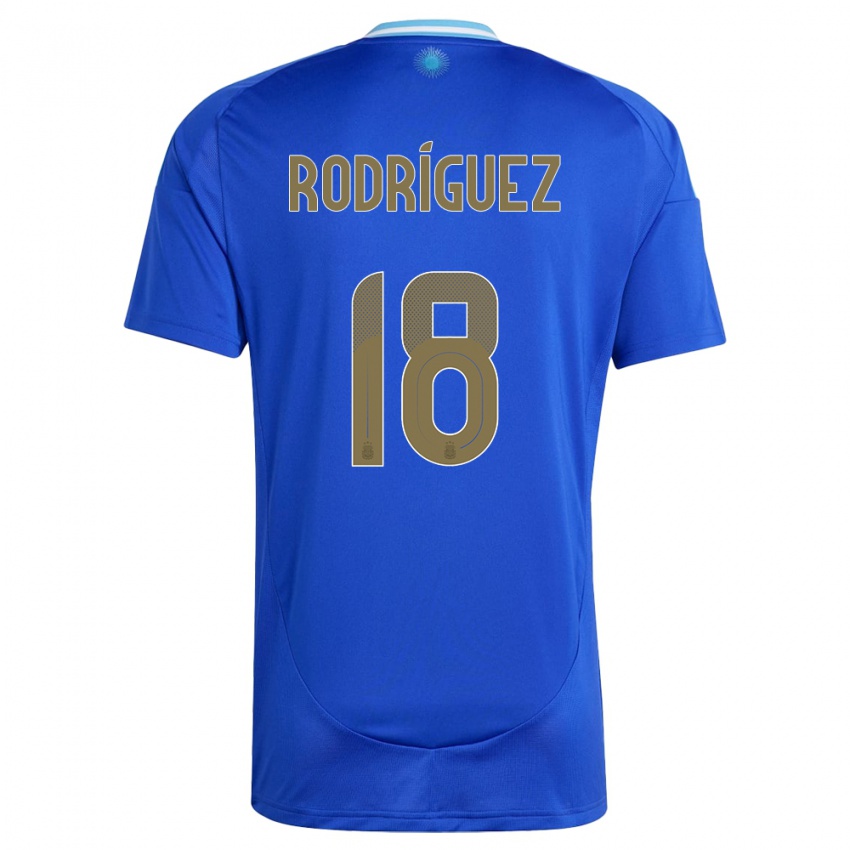 Herren Argentinien Guido Rodriguez #18 Blau Auswärtstrikot Trikot 24-26 T-Shirt