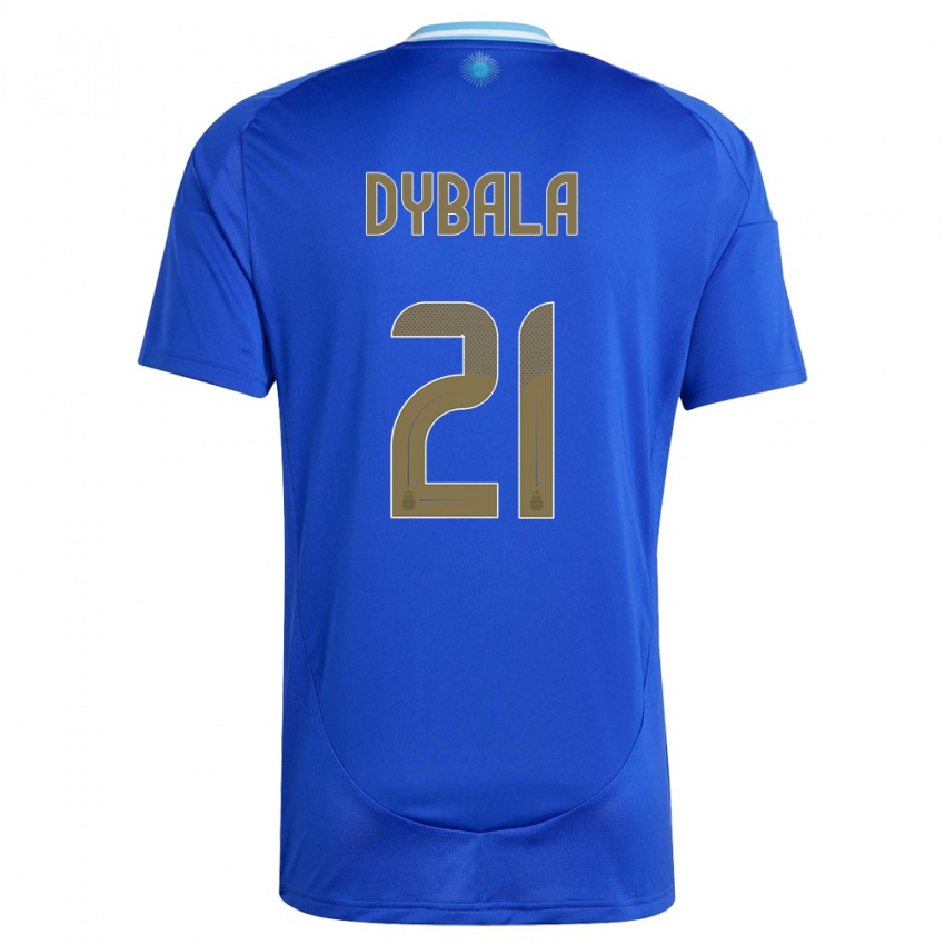 Herren Argentinien Paulo Dybala #21 Blau Auswärtstrikot Trikot 24-26 T-Shirt