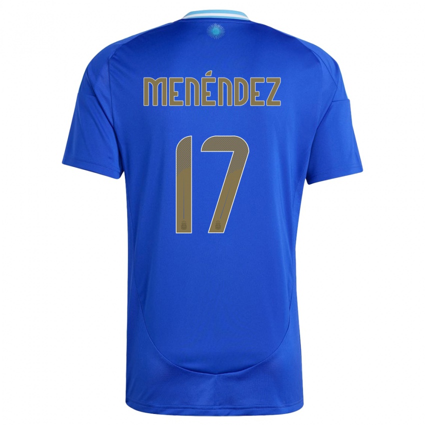 Herren Argentinien Milagros Menendez #17 Blau Auswärtstrikot Trikot 24-26 T-Shirt
