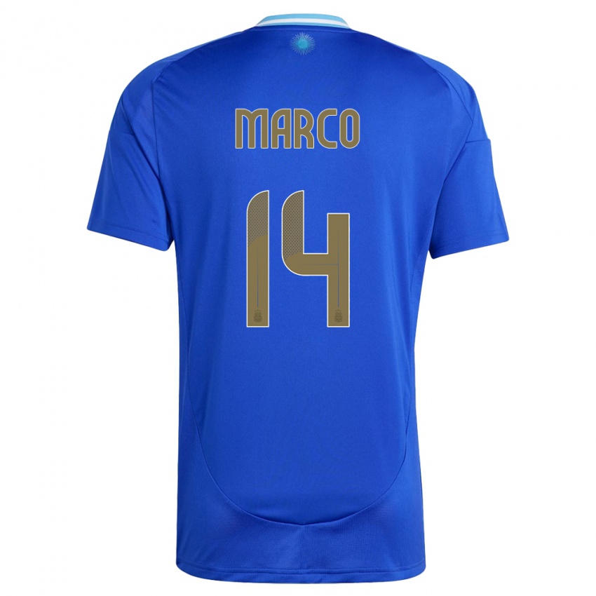 Herren Argentinien Francisco Marco #14 Blau Auswärtstrikot Trikot 24-26 T-Shirt