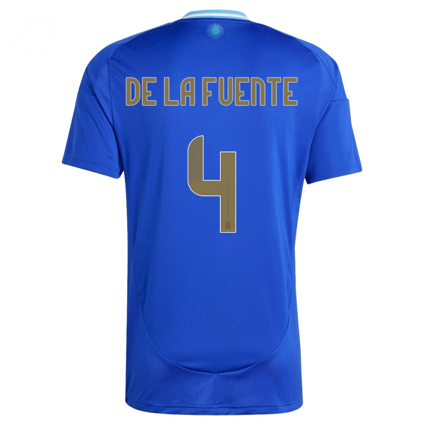 Herren Argentinien Hernan De La Fuente #4 Blau Auswärtstrikot Trikot 24-26 T-Shirt