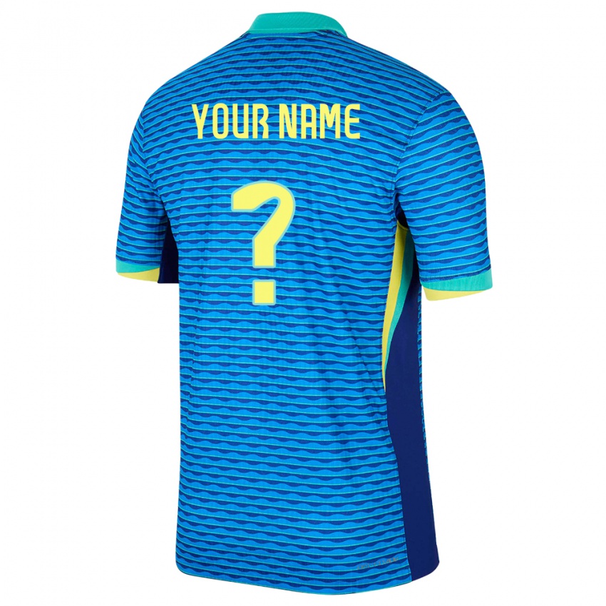 Herren Brasilien Ihren Namen #0 Blau Auswärtstrikot Trikot 24-26 T-Shirt