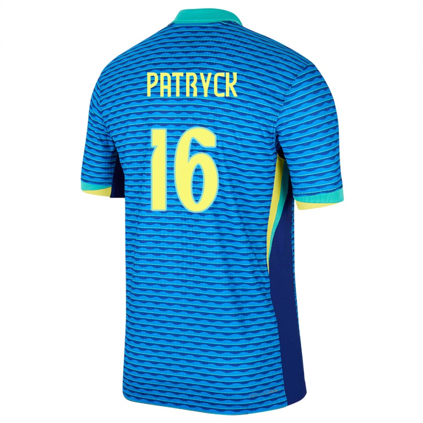 Herren Brasilien Patryck #16 Blau Auswärtstrikot Trikot 24-26 T-Shirt