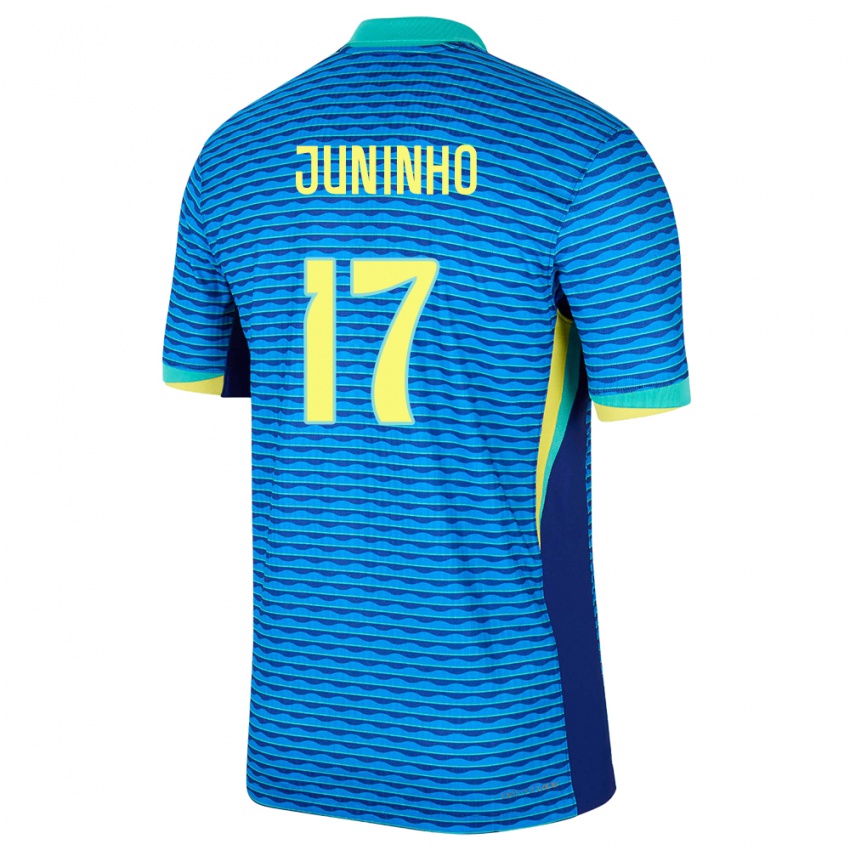 Herren Brasilien Juninho #17 Blau Auswärtstrikot Trikot 24-26 T-Shirt